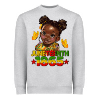 Heather Grey juneteenth 1865 afro girl Heavyweight Sweatshirt - HRA Design Shop