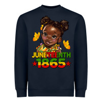 Navy juneteenth 1865 afro girl Heavyweight Sweatshirt - HRA Design Shop