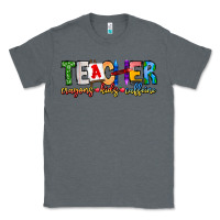 Charcoal Heather Teacher Cryons Kids Caffeine Classic Tee - CowhideDigitalArt