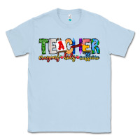 Dusty Blue Teacher Cryons Kids Caffeine Classic Tee - CowhideDigitalArt