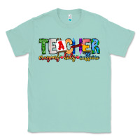 Seafoam Teacher Cryons Kids Caffeine Classic Tee - CowhideDigitalArt