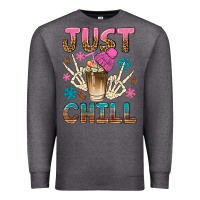 Charcoal Heather just chill with coffee bean bbs Premium Sweatshirt - BundleAndBundleShop