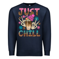 Navy just chill with coffee bean bbs Premium Sweatshirt - BundleAndBundleShop