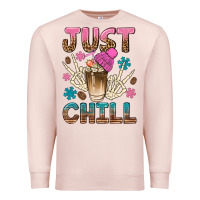 Pale Pink just chill with coffee bean bbs Premium Sweatshirt - BundleAndBundleShop