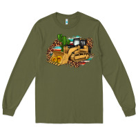 Army Green bulldozer leopard cactus sunflower Long Sleeve Tee - Artiststas
