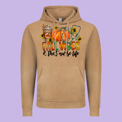 Fall Vibes And That Nurse Life Vintage Hoodie Designed By Cowhidedigitalart
