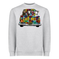 Heather Grey farm life truck autism Heavyweight Sweatshirt - CowhideDigitalArt