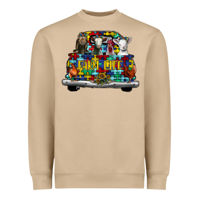 Farm Life Truck Autism Heavyweight Sweatshirt by CowhideDigitalArt | Teevron