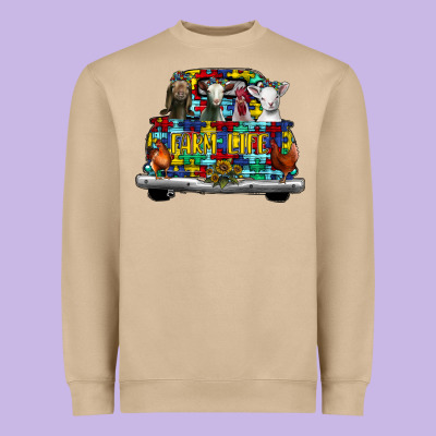 Farm Life Truck Autism Heavyweight Sweatshirt Designed By Cowhidedigitalart
