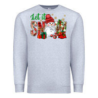 Heather Grey let it snow with snowman Premium Sweatshirt - BundleAndBundleShop
