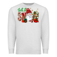 Oatmeal Heather let it snow with snowman Premium Sweatshirt - BundleAndBundleShop