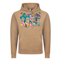 Vintage Coffee Western rabbit with Cross and flowers Vintage Hoodie - Neo Western