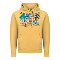 Vintage Mustard Western rabbit with Cross and flowers Vintage Hoodie - Neo Western
