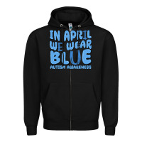 Black in april we wear blue autism awareness Zipper Hoodie - MaliasSmallBusiness