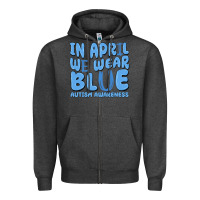 Charcoal Heather in april we wear blue autism awareness Zipper Hoodie - MaliasSmallBusiness