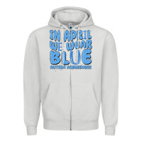 Dove Grey in april we wear blue autism awareness Zipper Hoodie - MaliasSmallBusiness