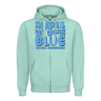 Seafoam in april we wear blue autism awareness Zipper Hoodie - MaliasSmallBusiness