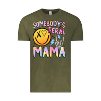 Vintage Olive somebody's feral mama Vintage Tee - JahusDesignShop
