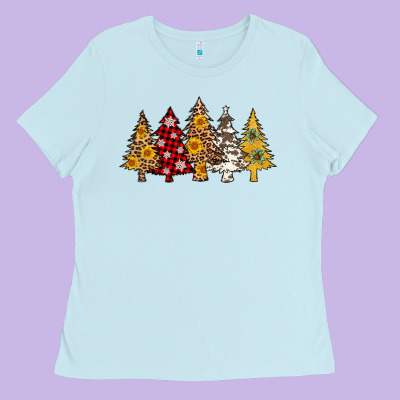 Leopard Christmas Trees Ladies Tee Designed By Adodesignshop