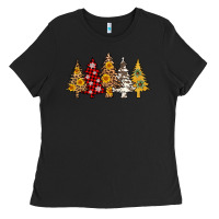 Black leopard christmas trees Ladies Tee - AdoDesignShop