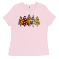 Bubblegum Pink leopard christmas trees Ladies Tee - AdoDesignShop