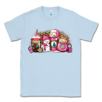 Dusty Blue pink Christmas winter snowman coffee Classic Tee - Jasminsmagicworld