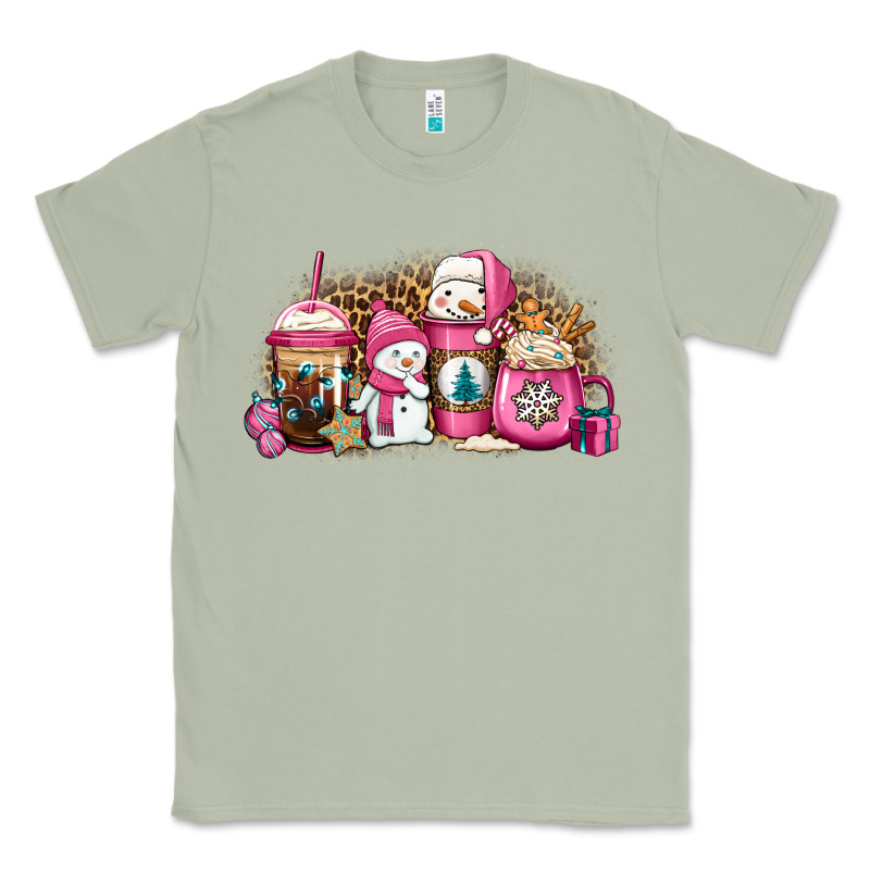 Pink Christmas Winter Snowman Coffee Classic Tee by Jasminsmagicworld | Teevron