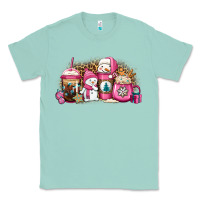 Seafoam pink Christmas winter snowman coffee Classic Tee - Jasminsmagicworld