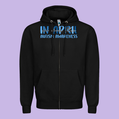 In April We Wear Blue Autism Awareness Zipper Hoodie Designed By Maliassmallbusiness