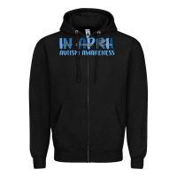 Black in april we wear blue autism awareness Zipper Hoodie - MaliasSmallBusiness