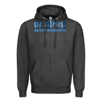 Charcoal Heather in april we wear blue autism awareness Zipper Hoodie - MaliasSmallBusiness