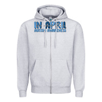 Heather Grey in april we wear blue autism awareness Zipper Hoodie - MaliasSmallBusiness