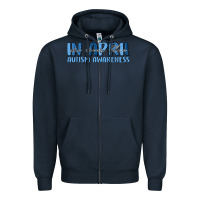 Navy in april we wear blue autism awareness Zipper Hoodie - MaliasSmallBusiness