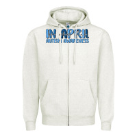 Oatmeal Heather in april we wear blue autism awareness Zipper Hoodie - MaliasSmallBusiness