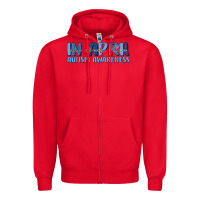 Red in april we wear blue autism awareness Zipper Hoodie - MaliasSmallBusiness