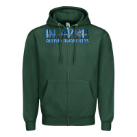 Sports Green in april we wear blue autism awareness Zipper Hoodie - MaliasSmallBusiness