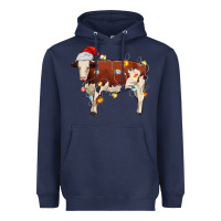 Navy Christmas cow Heavyweight Hoodie - MaliasSmallBusiness