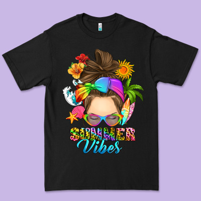 Messy Bun Summer Vibes Premium Tee Designed By Ranaportraitstore