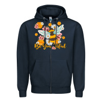 Navy be you tiful Zipper Hoodie - MaliasSmallBusiness