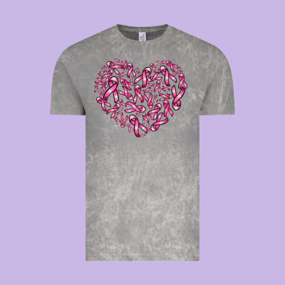 Breast Cancer Ribbon Heart Vintage Tee Designed By Adodesignshop