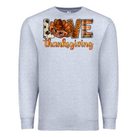 Heather Grey love thanksgiving with turkey bbs Premium Sweatshirt - BundleAndBundleShop