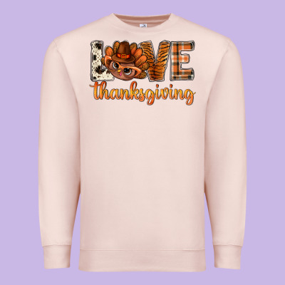 Love Thanksgiving With Turkey Bbs Premium Sweatshirt Designed By Bundleandbundleshop