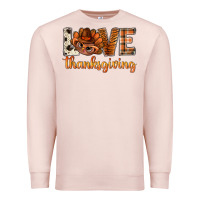 Pale Pink love thanksgiving with turkey bbs Premium Sweatshirt - BundleAndBundleShop