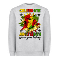 Heather Grey celebrate juneteenth know your history Heavyweight Sweatshirt - HRA Design Shop