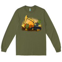 Army Green excavator cactus sunflower sunset Long Sleeve Tee - Artiststas