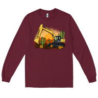 Burgundy excavator cactus sunflower sunset Long Sleeve Tee - Artiststas