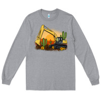 Heather Grey excavator cactus sunflower sunset Long Sleeve Tee - Artiststas