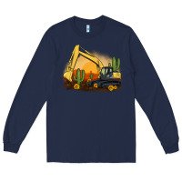 Navy excavator cactus sunflower sunset Long Sleeve Tee - Artiststas