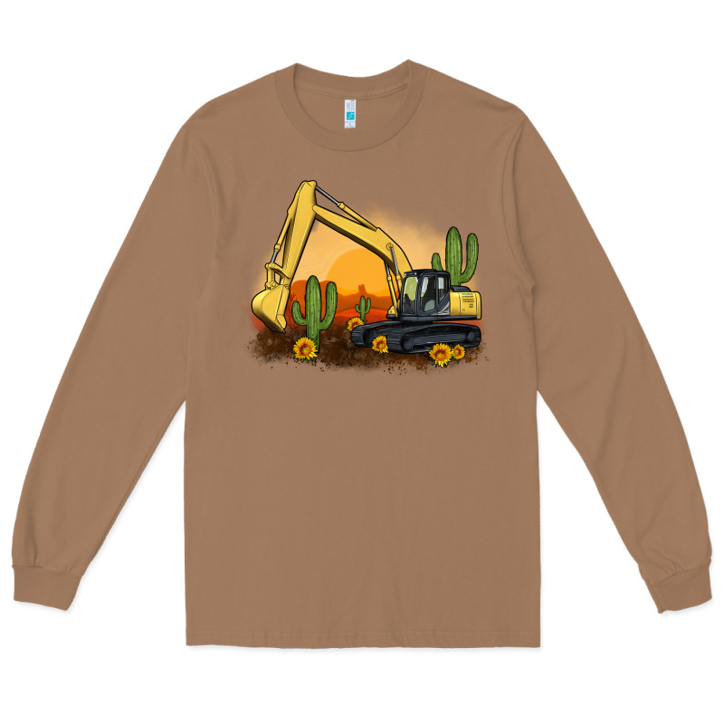 Excavator Cactus Sunflower Sunset Long Sleeve Tee by Artiststas | Teevron