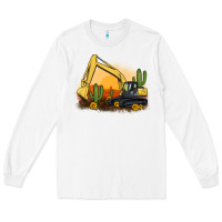 White excavator cactus sunflower sunset Long Sleeve Tee - Artiststas